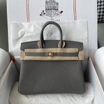 Togo etain Etaupe hermes Birkin 25 shopper handbag semi handmade stitch palladium buckle