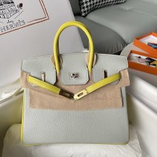 chevre leather Hermes birkin 25 color-contrast shopper tote handbag full handmade stitch customized logo