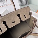 Togo etain Etaupe hermes Birkin 25 shopper handbag semi handmade stitch palladium buckle