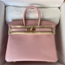 togo thick pink hermes Birkin 25 top-handle handbag semi handmade stitch golod buckle