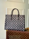 M46154 Louis vuitton MM onthego carryall canvas open shopper handbag large travel holiday tote with outer pocket 