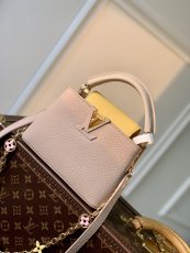 M22375 Louis vuitton capucines PM mini structured shopper tote handbag with double set strap