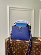 Electric blue M20844 Louis vuitton Capucines PM BB structured shopper handbag business briefcase with studded feet