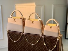 M22375 Louis vuitton capucines PM mini structured shopper tote handbag with double set strap
