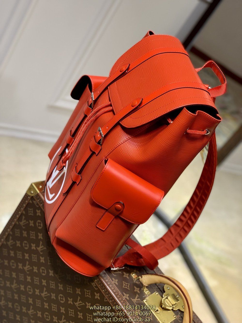 Supreme lv red backpack on sale