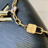 M50282 Louis vuitton LV twist MM chain handbag sling crossbody flap messenger with arched  bottom 