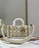 Dior D-joy cannage-quilted shoulder underarm open tote Diana shopper handbag with double strap