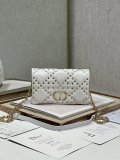 Dior small caro quilted cosmetic pouch sling crossbody shoulder flap square messenger with magnetic clasp 