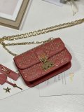 Dior lucky star series cannage cosmetic handbag chain-strap crossbody shoulder messenger flap with snaplock closure 