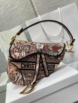 Dior women's vintage underarm baguette embroidered shoulder flap saddle messenger bag