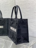 Black Dior embroidered magazine booktote cabin handbag lightweight shopper tote travel beach bag 