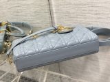 lambskin Dior D-joy cannage quilted top-handle handbag sling crossbody shoulder shopping tote with studded feet 