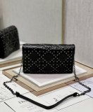 Dior small caro quilted cosmetic pouch sling crossbody shoulder flap square messenger with magnetic clasp 