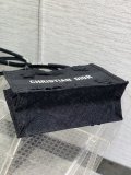 Black Dior embroidered magazine booktote cabin handbag lightweight shopper tote travel beach bag 