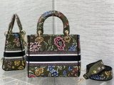 Dior Myabcd lady Diana embroidered handbag shoulder open shopper tote with wide jacquard strap