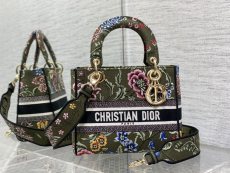 Dior Myabcd lady Diana embroidered handbag shoulder open shopper tote with wide jacquard strap