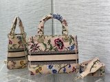 Dior Myabcd lady Diana embroidered handbag shoulder open shopper tote with wide jacquard strap