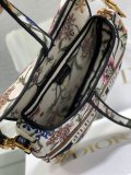 New version Dior medium embroidered women's underarm baguette shoulder flap saddle messenger