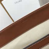 Celine large soft 16 vintage underarm baguette canvas shoulder commuter tote bag in calfskin leather