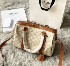 Celine Triomphe canvas Boston shopper handbag duffle-style weekend travel bag large cabin handbag