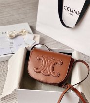 Celine triomphe folco cuir sling crossbody shoulder flap messenger minimalist saddle pouch with strap 