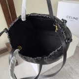 Celine small cabas drawstring shopper handbag tiny shoulder shopping tote in smooth calfskin full inclusion 