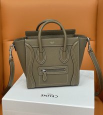 Celine Nano luggage shopper handbag sling crossbody shoulder bucket tote bag with vintage silver hardware 