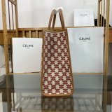 Celine cabas triomphe canvas shoulder shopper tote multipockets shopping handbag travel holiday luggage bag 