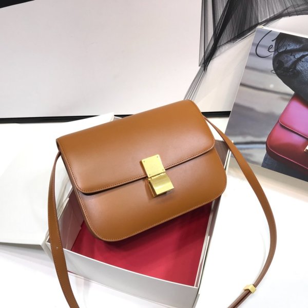 Medium Celine box bag sling crossbody shoulder flap messenger baguette bag Italy leather authentic quality 