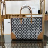 Celine cabas triomphe canvas shoulder shopper tote multipockets shopping handbag travel holiday luggage bag 
