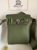 Brown togo Hermes hac a dos Pm men's backpack casual chest waist bag pure handmade stitch silver buckle