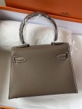 etaupe Brown epsom Hermes vintage kelly 20 structured handbag with bracelet handle full handmade stitch 