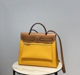 Hermes herbag 31 canvas shopper handbag feature back pocket and zipper wallet clutch semi handmade stitch 