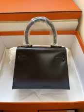 Box leather hermes vintage kelly 20 tiny handbag with round handle and protective feet full handmade stitch