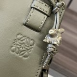 Special edition Loewe mini ceramic-hardware hammock shopper handbag with embroidered strap plus enamel rabbit charm 