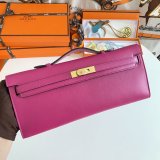 Swift Hermes kelly cut 31 clutch cosmetic smartphone holder with symbolic strap-buckle closure full handmade stitch