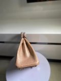 Ostrich hermes birkin 25 structured handbag luxury designer tote with strap-buckle closure and studded feet