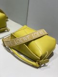 lemon/olive Loewe small puzzle handbag women's geometric shopper tote with embroidered wide strap