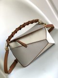 Loewe edge small puzzle handbag geometric shopper tote with braided handle 