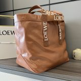 Loewe unisex foldable shoulder shopping tote large storage bag with zipper clutch and textile lining