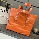 Loewe unisex fold shoulder tote large storage bag with zipper clutch and textile lining