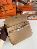 Epsom hermes Kelly depeches 25 clutch wristlet business document holder with bevel Corner complete with strap 