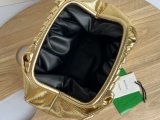champagne Bottega Veneta metallic pouch clutch casual underarm cloud pouch bag double size Italy leather 