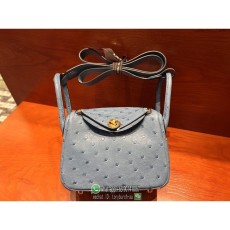 ostrich Hermes mini lindy tiny barrel tote luxury designer handbag handmade stitch