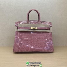 Shiny Nile crocodile Hermes Birkin 25 luxury designer handbag holiday carryall handbag tote