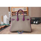 Hermes togo Birkin30 handbag color-contrast shopping tote luxury designer bag handmade stitch