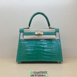 Shiny Nile crocodile Hermes Kelly 25cm luxury design tote structured shopper handbag