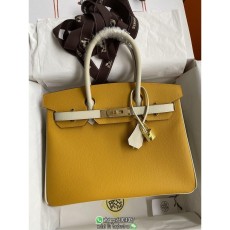 tricolor Hermes Birkin 30 shopping tote laptop document handbag horseshoe stamp handmade stitch