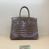 Shiny Nile crocodile Hermes Birkin 30 holiday travel keepall luggage designer shopper tote
