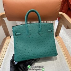 Ostrich Hermes Birkin 25 top-handle handbag holiday resort beach tote palladium buckle full handmade